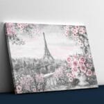 Pink Flowers and Eiffel Tower