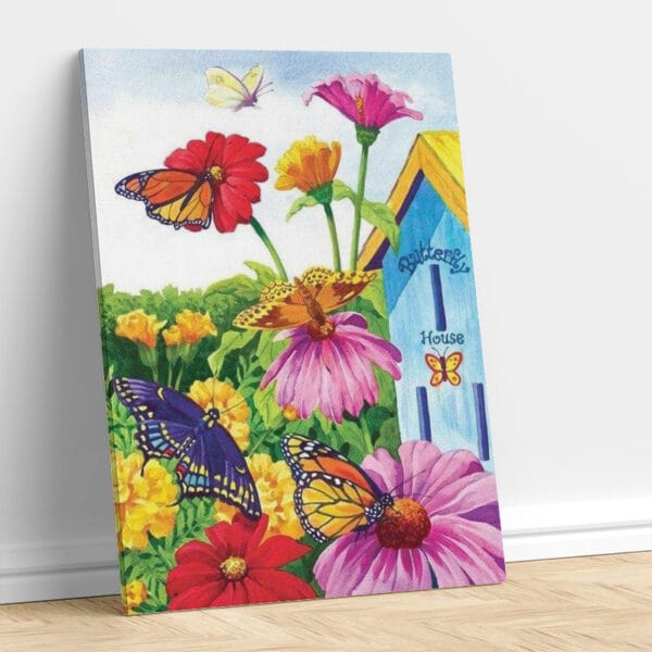 Multi Color Flower with Butterflies