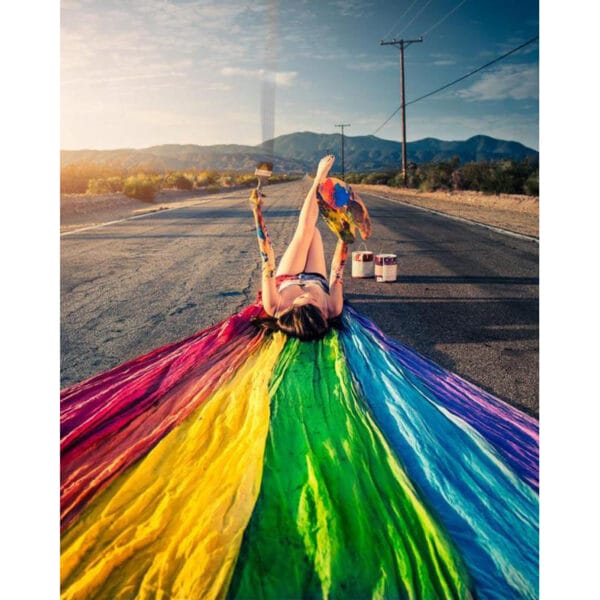 Beautiful Woman And Color on Road