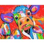 Cow Eating Flower Abstract Art