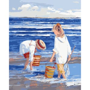 child cleaning the beach