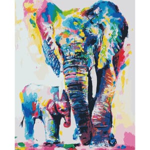 Abstract Elephant with Calf