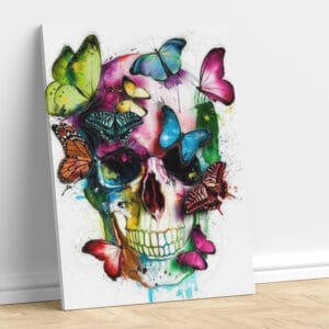 Colorful Skull with Butterfly