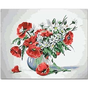 Red Flowers in a White Pot