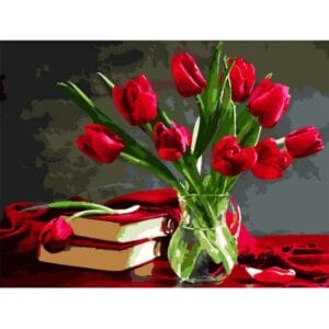 Red Flowers in the Transparent Jar