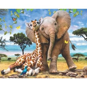 Best Friends - Giraffe and Elephant