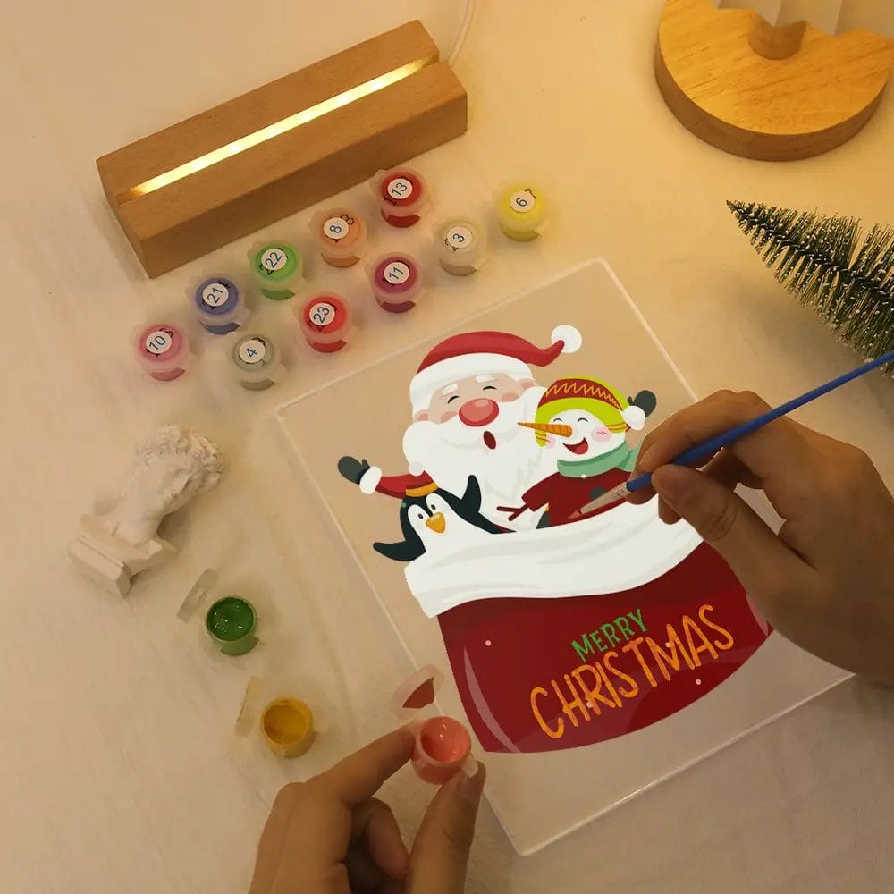 Santa and Snowman - LED Paint by Numbers 1 - Paint by Numbers Santa and Snowman - LED Paint by Numbers