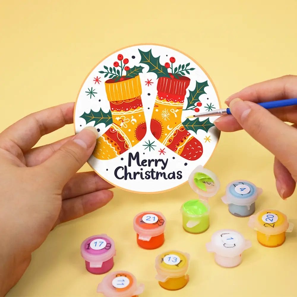 Merry Christmas Coasters 2 - Paint by Numbers 05 1 1 - Paint by Numbers