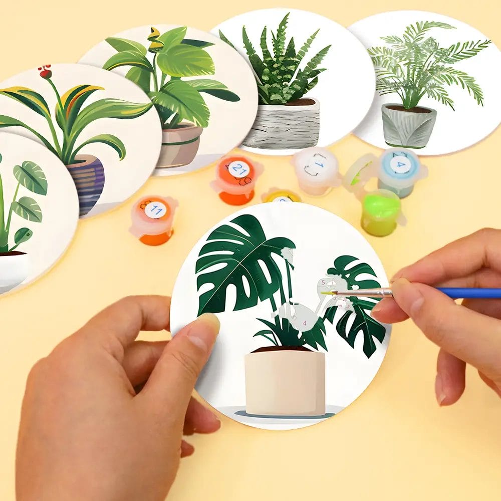 The Plants - DIY Drink Coasters Paint by Numbers 2 - Paint by Numbers The Plants - DIY Drink Coasters Paint by Numbers