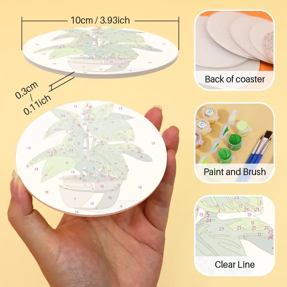 The Plants - DIY Drink Coasters Paint by Numbers 3 - Paint by Numbers The Plants - DIY Drink Coasters Paint by Numbers