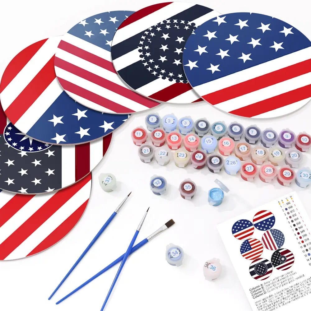 Great American Flag Placemats (6 Pieces) - Paint by number 1 - Paint by Numbers Great American Flag Placemats (6 Pieces) - Paint by number