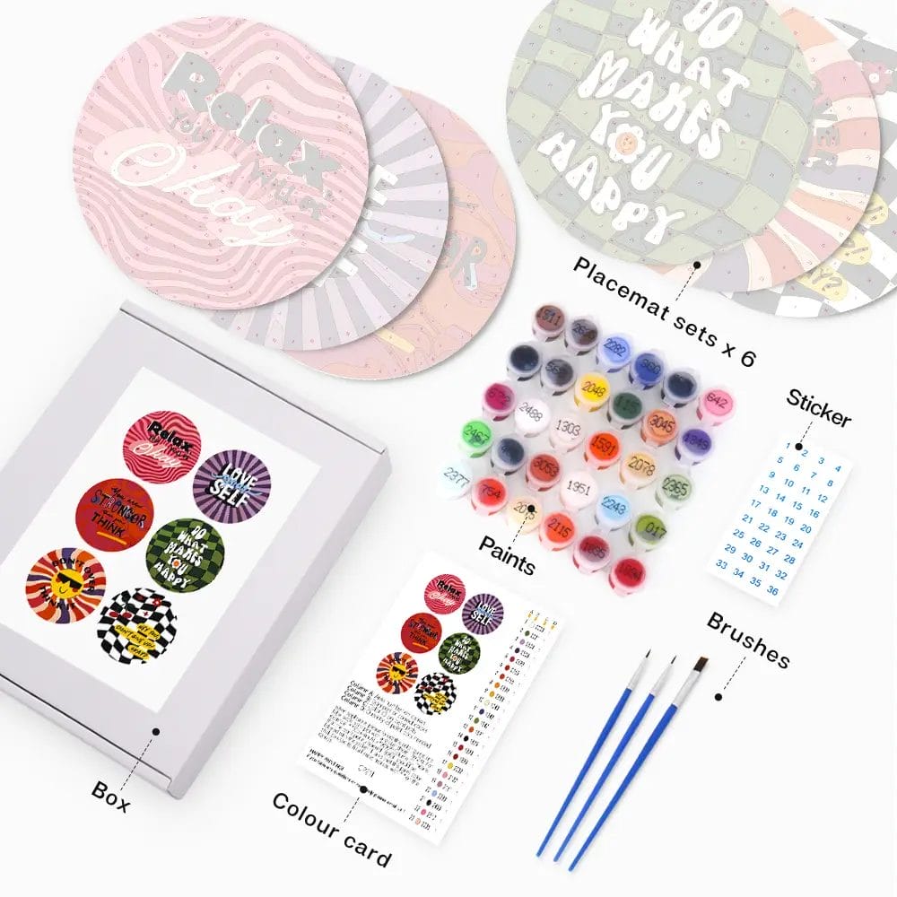 Cool Quotations Placemats (6 Pieces) - Paint by numbers 1 - Paint by Numbers Cool Quotations Placemats (6 Pieces) - Paint by numbers