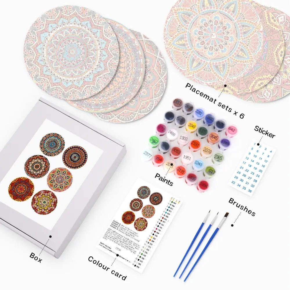 Mandala Art Placemats - Paint by Numbers 1 - Paint by Numbers Mandala Art Placemats - Paint by Numbers
