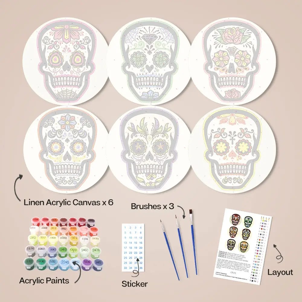 The Skull Placemats - Paint by Numbers 1 - Paint by Numbers The Skull Placemats - Paint by Numbers