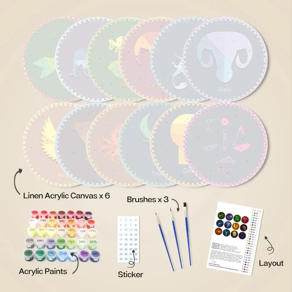 The Zodiac Signs Placemat - (12 Pieces) - Paint by Numbers