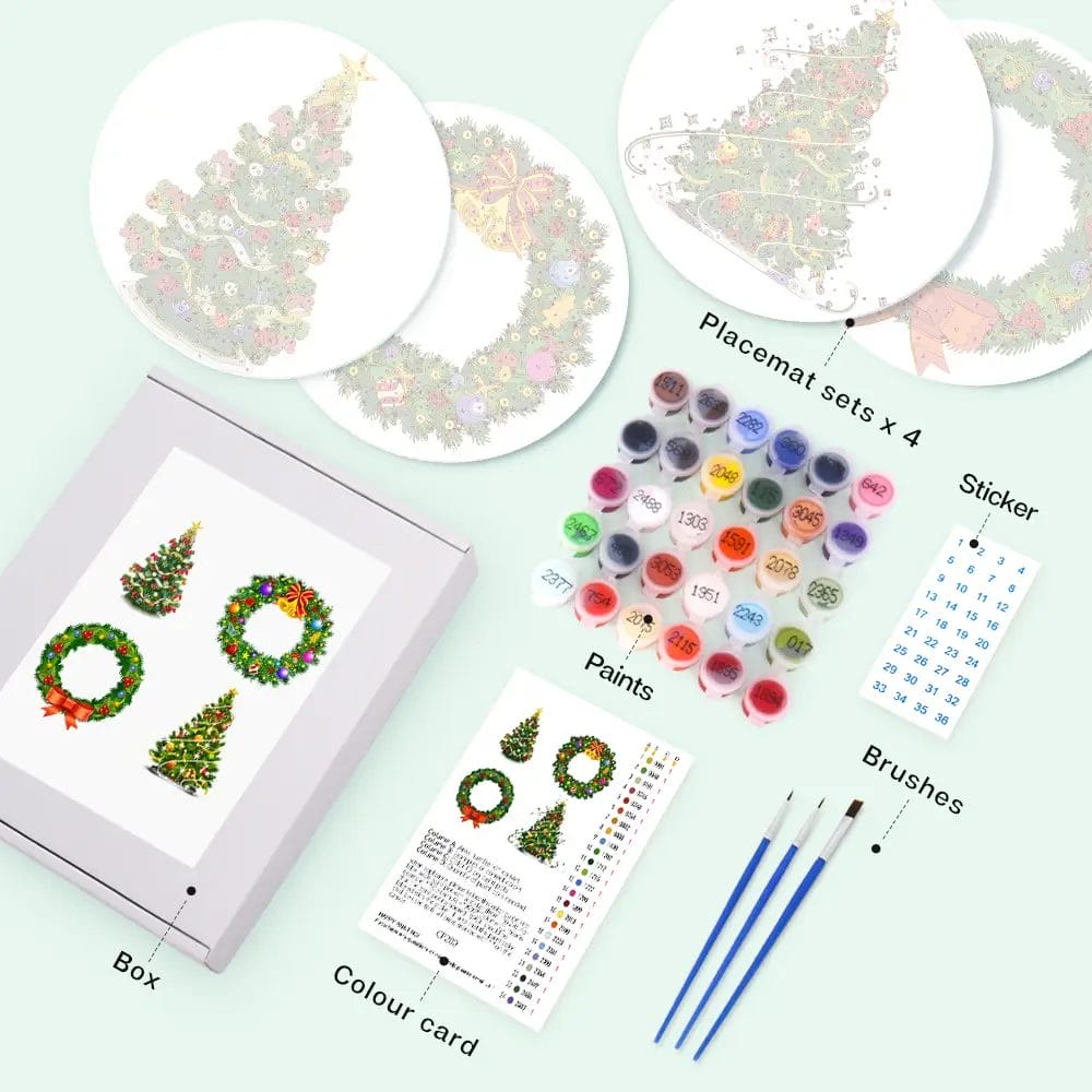 Christmas Tree Placemats - Paint by numbers 1 - Paint by Numbers Christmas Tree Placemats - Paint by numbers