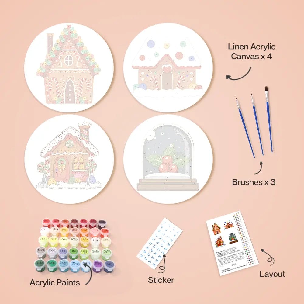 Christmas House Placemats - Paint by Numbers 1 - Paint by Numbers Christmas House Placemats - Paint by Numbers