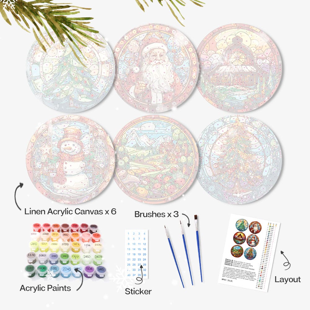 Christmas Placemats (Set of 6) - DIY Paint By numbers 2 - Paint by Numbers Christmas Placemats (Set of 6) - DIY Paint By numbers