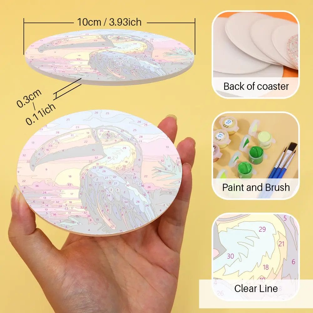 Colorful Birds - Beer Coaster DIY Paint by Numbers 3 - Paint by Numbers Colorful Birds - Beer Coaster DIY Paint by Numbers