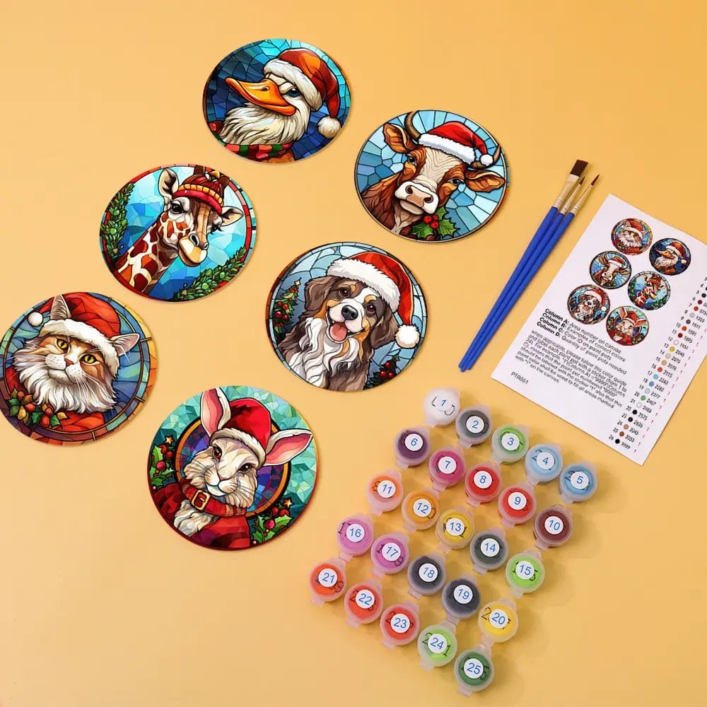 Cute Christmas Coaster - DIY Paint by Numbers 1 - Paint by Numbers Cute Christmas Coaster - DIY Paint by Numbers