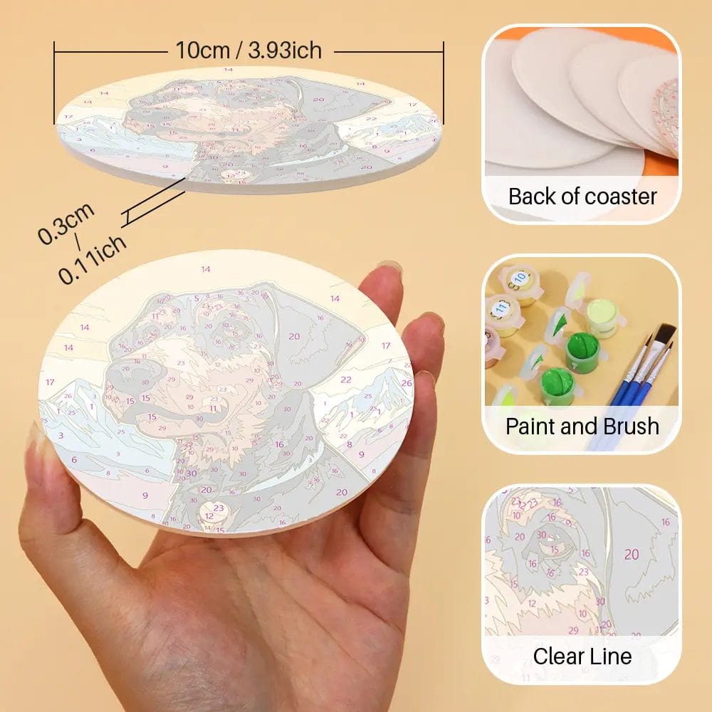 Cute Dogs Custom Drink Coasters - DIY Paint by Numbers