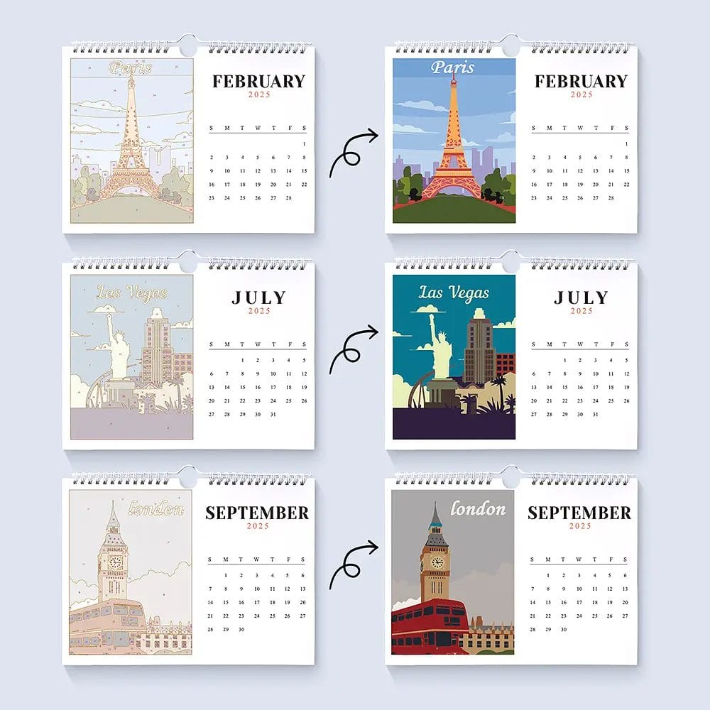 Calendar 2025 with City Views 2 - Paint by Numbers Calendar 2025 with City Views - Paint by Numbers