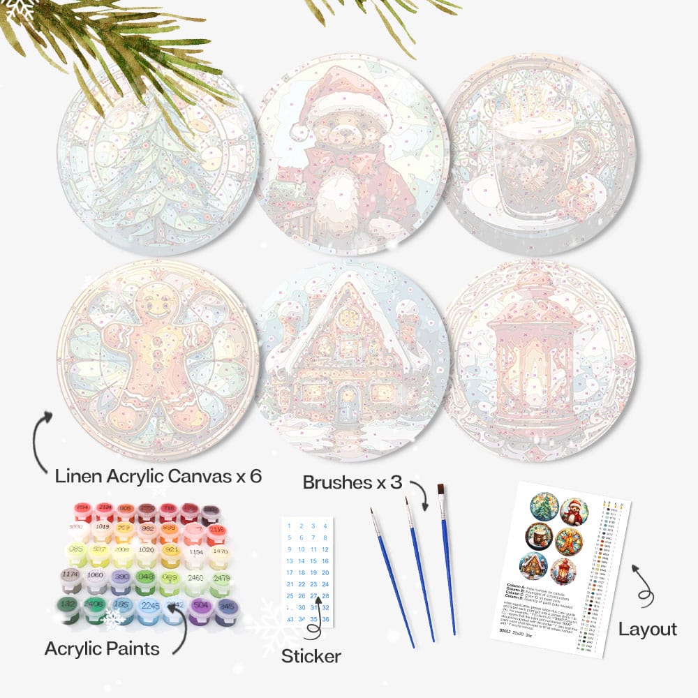 Christmas Placemats (6 Pieces) - Paint by numbers