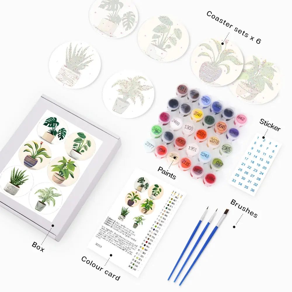 The Plants - DIY Drink Coasters Paint by Numbers 1 - Paint by Numbers The Plants - DIY Drink Coasters Paint by Numbers