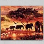 Elephant Family and Sunset