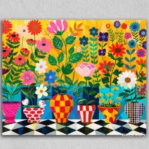 Colorful Flowers and Pots