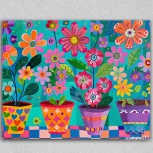 Colorful Flowers in Pots