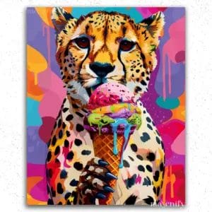 Leopard And Ice-cream - Paint By Numbers