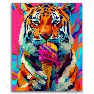 Tiger and Ice-Cream - Paint by Numbers
