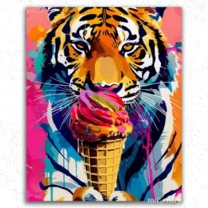 The Tiger and Ice-Cream Pop Art Paint By Numbers