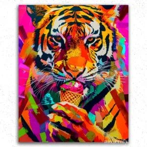 Tiger enjoying Ice-cream Paint by Numbers