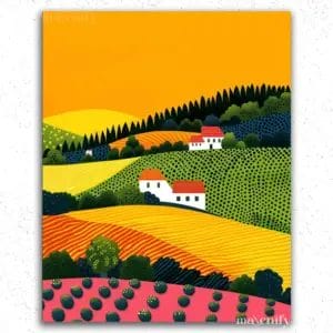 Fields and Houses - Paint by Numbers