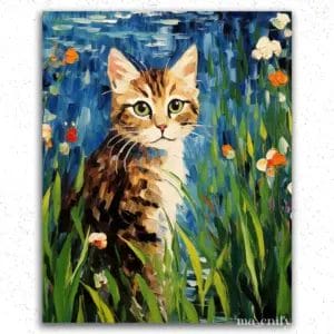 Cat and Flowers - Paint By Numbers