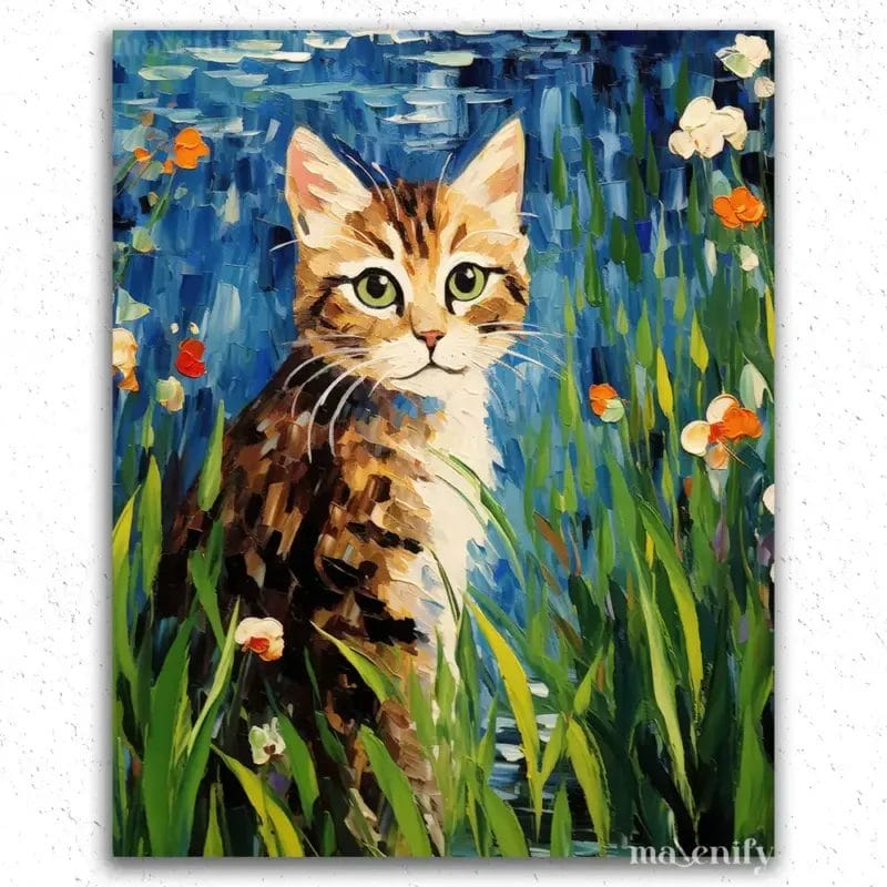 Cat and Flowers - Paint By Numbers