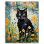 Black Cat and Flowers - Paint By Numbers