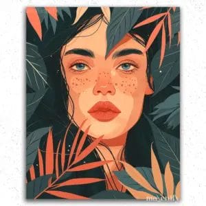 Woman and Leaves - Paint by Numbers