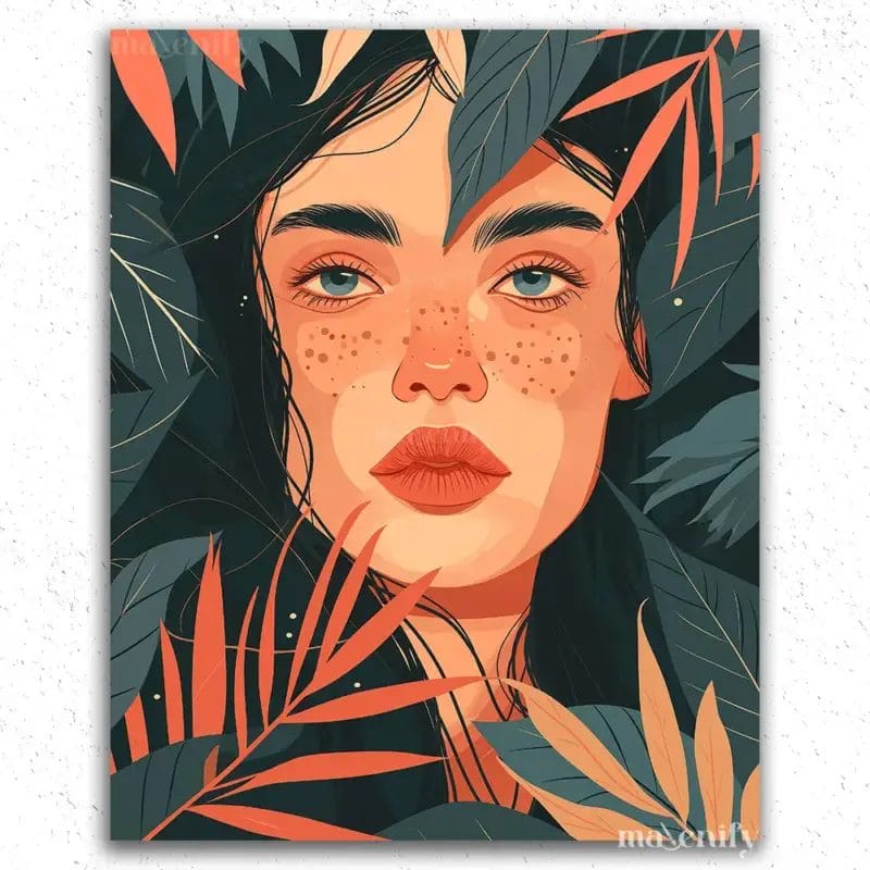 Woman and Leaves - Paint by Numbers
