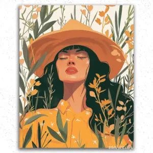Girl with a Hat - Bohemian style - Paint by Numbers