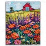 Colorful Flowers and House