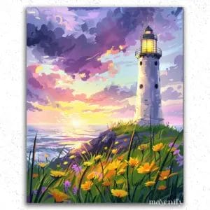 Lighthouse and Flower Field