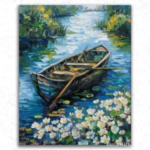 Beautiful Boat and White Flowers