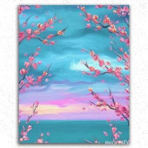 Pink Flowers and Clouds