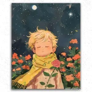 A Boy and Flowers