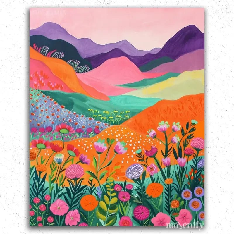Colorful Fields and Mountains