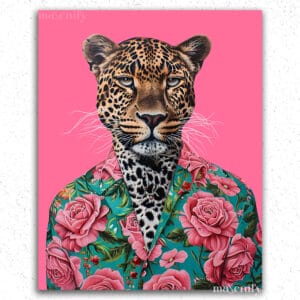 Leopard In Colorful Shirt