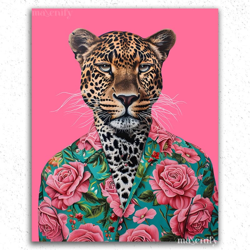 Leopard In Colorful Shirt